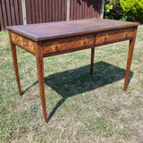 Antique Victorian Inlaid Rams Head Leather Topped Writing Desk