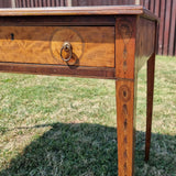Antique Victorian Inlaid Rams Head Leather Topped Writing Desk