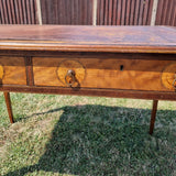 Antique Victorian Inlaid Rams Head Leather Topped Writing Desk