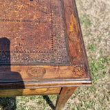 Antique Victorian Inlaid Rams Head Leather Topped Writing Desk