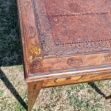Antique Victorian Inlaid Rams Head Leather Topped Writing Desk
