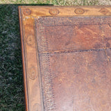 Antique Victorian Inlaid Rams Head Leather Topped Writing Desk