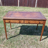 Antique Victorian Inlaid Rams Head Leather Topped Writing Desk