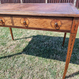 Antique Victorian Inlaid Rams Head Leather Topped Writing Desk