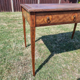 Antique Victorian Inlaid Rams Head Leather Topped Writing Desk