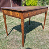 Antique Victorian Inlaid Rams Head Leather Topped Writing Desk