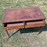 Antique Victorian Inlaid Rams Head Leather Topped Writing Desk