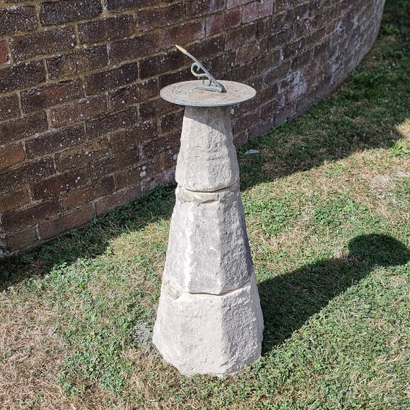 Antique Sandstone Church Spire with Fitted sundial.