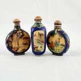 Three Vintage Enamel Chinese Scent Bottles
