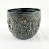 Silver Antique Burmese Thabeik Repousse Buddhist Bowl Signed