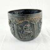 Silver Antique Burmese Thabeik Repousse Buddhist Bowl Signed
