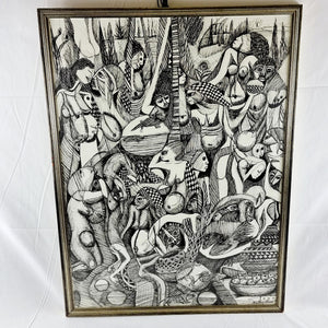 Malangatana Valente Ngwenya (Mozambican, 1936-2011) Pen and Pencil Signed Art Work
