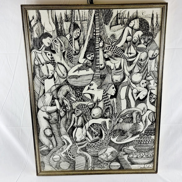 Malangatana Valente Ngwenya (Mozambican, 1936-2011) Pen and Pencil Signed Art Work
