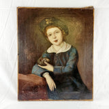 19th Century Oil on Canvas of Young Boy The Egg Collector