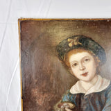 19th Century Oil on Canvas of Young Boy The Egg Collector