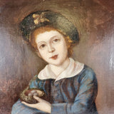 19th Century Oil on Canvas of Young Boy The Egg Collector