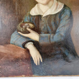 19th Century Oil on Canvas of Young Boy The Egg Collector