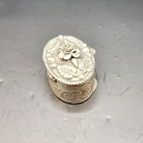 Antique Silver Italian Floral Pill Box