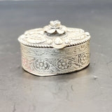 Antique Silver Italian Floral Pill Box