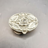Antique Silver Italian Floral Pill Box