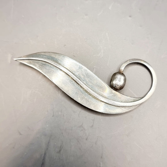 Mexico Taxco Delfino Silver Leaf Brooch 0.925