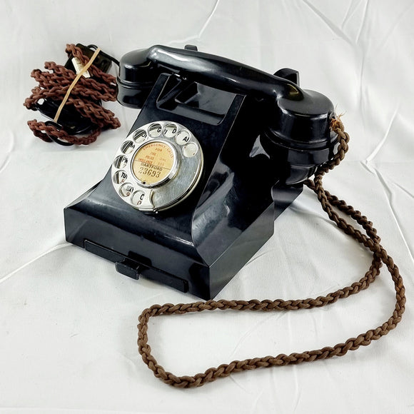 Vintage Bakelite GPO Black Telephone with Drawer