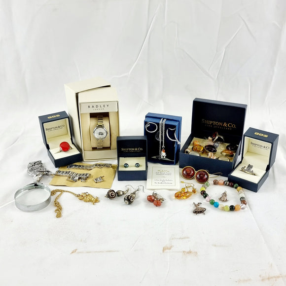Jewellery, including Diamond Enamel Bradford exchange Puppy, Radley, Shipton and Co, silver and Costume.