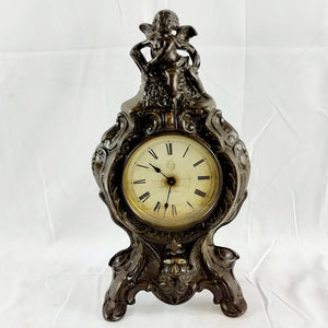 Antique French Style Spelter Mantle Clock by British United Clock Company.
