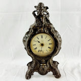 Antique French Style Spelter Mantle Clock by British United Clock Company.