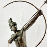Antique Art Deco Bronzed Spelter Semi Nude Roman Archer Statue