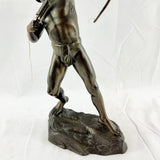 Antique Art Deco Bronzed Spelter Semi Nude Roman Archer Statue