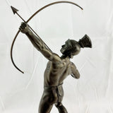 Antique Art Deco Bronzed Spelter Semi Nude Roman Archer Statue