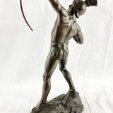 Antique Art Deco Bronzed Spelter Semi Nude Roman Archer Statue