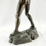 Antique Art Deco Bronzed Spelter Semi Nude Roman Archer Statue