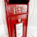 Classic Queen Elizabeth Style Red Post Box. Royal mail Red. Cast Iron.