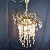 Gold plated Vintage Cut Glass Waterfall drop Chandelier