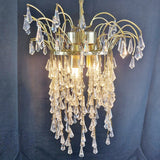 Gold plated Vintage Cut Glass Waterfall drop Chandelier