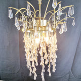 Gold plated Vintage Cut Glass Waterfall drop Chandelier