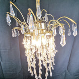 Gold plated Vintage Cut Glass Waterfall drop Chandelier