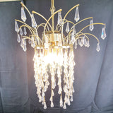 Gold plated Vintage Cut Glass Waterfall drop Chandelier