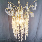 Gold plated Vintage Cut Glass Waterfall drop Chandelier