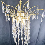 Gold plated Vintage Cut Glass Waterfall drop Chandelier