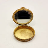 Antique Enamel Brass Pill Box with Mirror