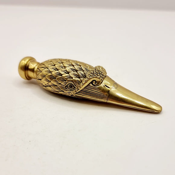 Antique 18ct Gold Plated Swan Head Perfume Bottle with Glass Eyes