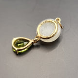 Antique Cabochon Man in the Moon Face, Peridot Tear Drop Pendant.