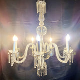 Large Antique Seven Branch Murano Glass Chandelier.