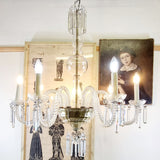 Large Antique Seven Branch Murano Glass Chandelier.