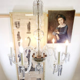 Large Antique Seven Branch Murano Glass Chandelier.