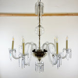 Large Antique Seven Branch Murano Glass Chandelier.