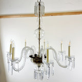 Large Antique Seven Branch Murano Glass Chandelier.
